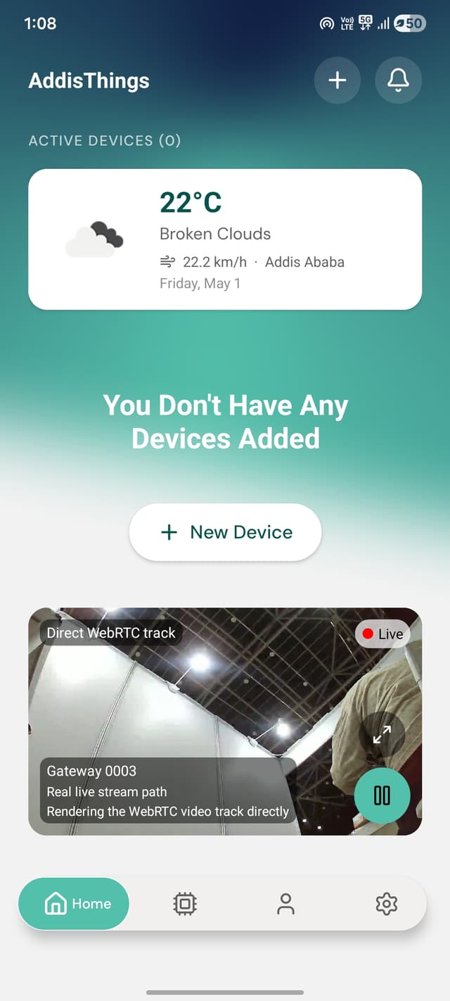 AddisThings IoT control platform screenshot